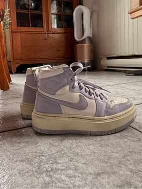 Jordan Women’s Lavender and White High-Top Platform Sneakers